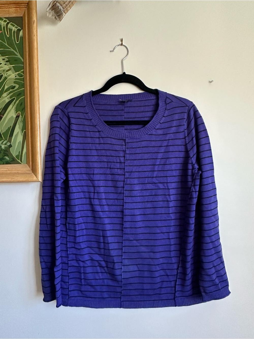 Eileen Fisher Merino Wool Striped Lightweight Fine Knit Sweater Womens Medium